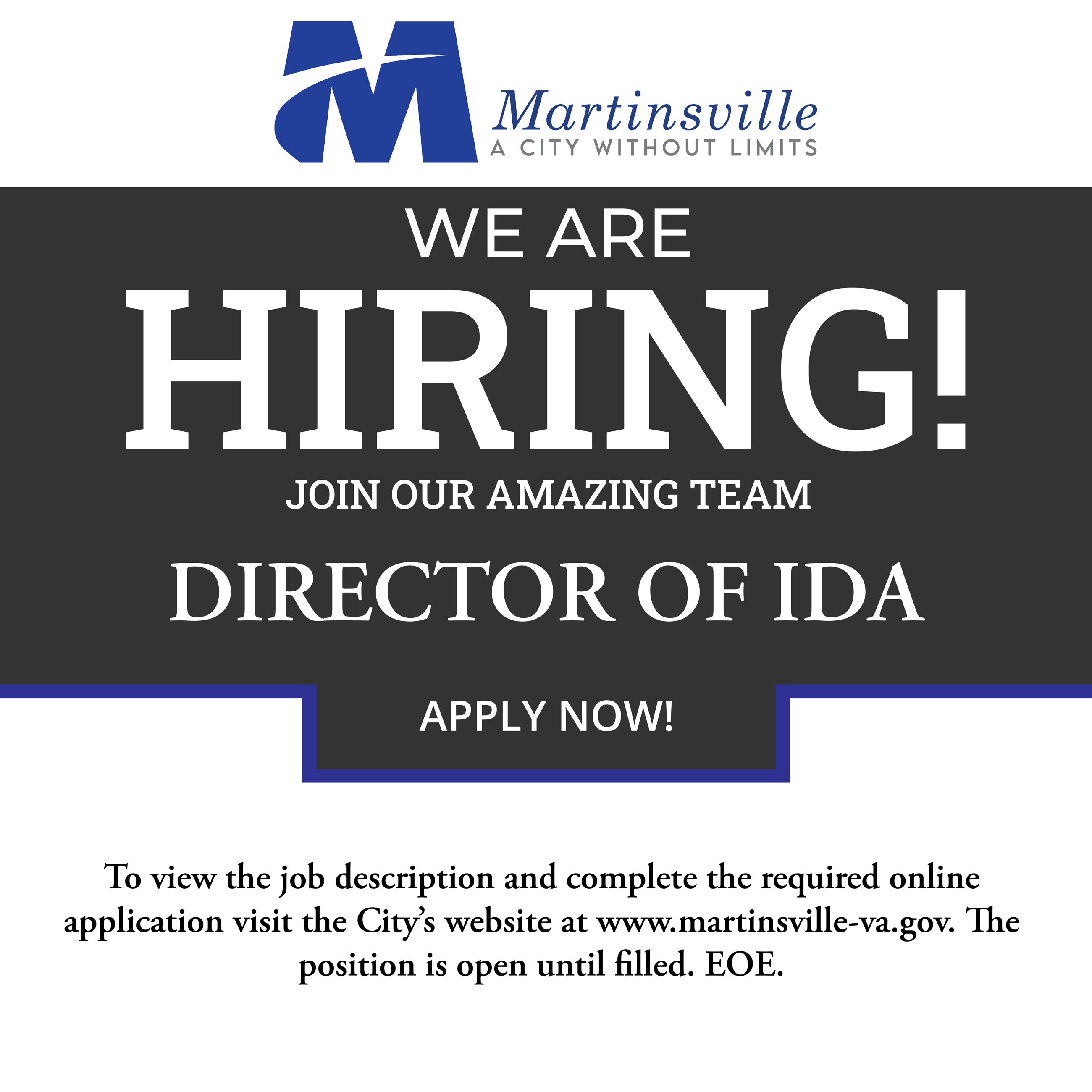 Flyer for hiring of IDA Director